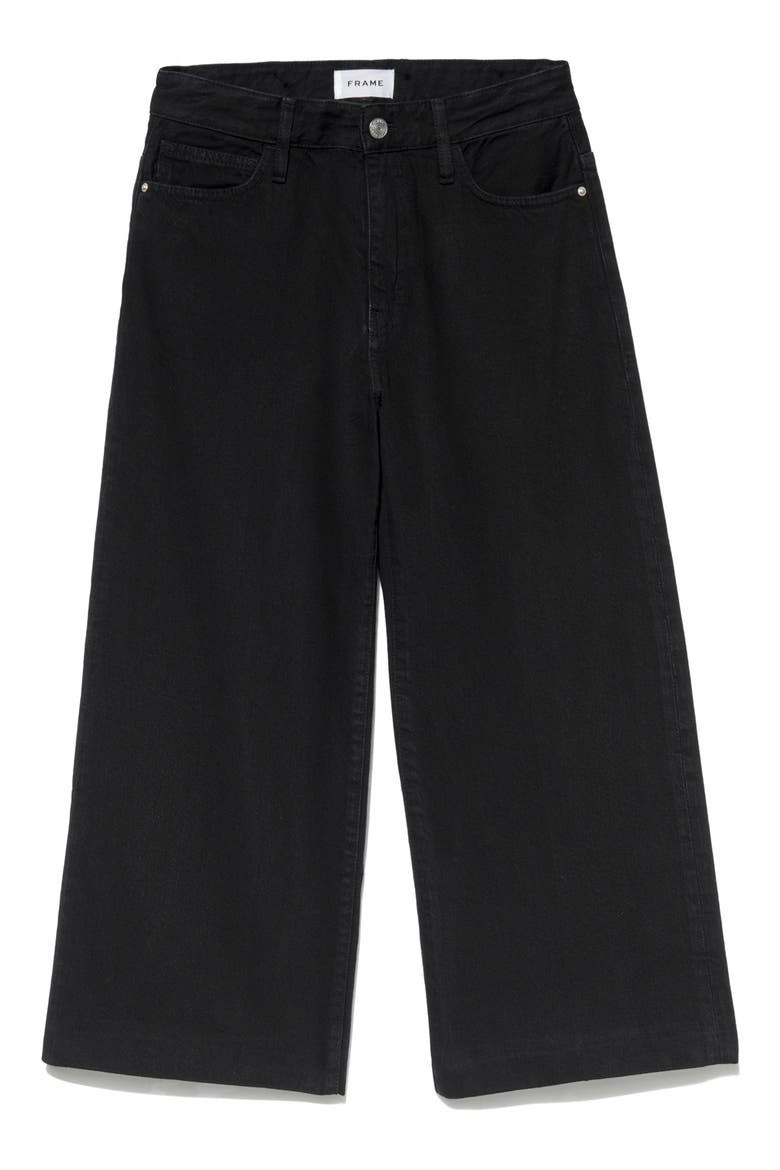 High Waist Raw Hem Crop Wide Leg Jeans, Main, color, FILM NOIR