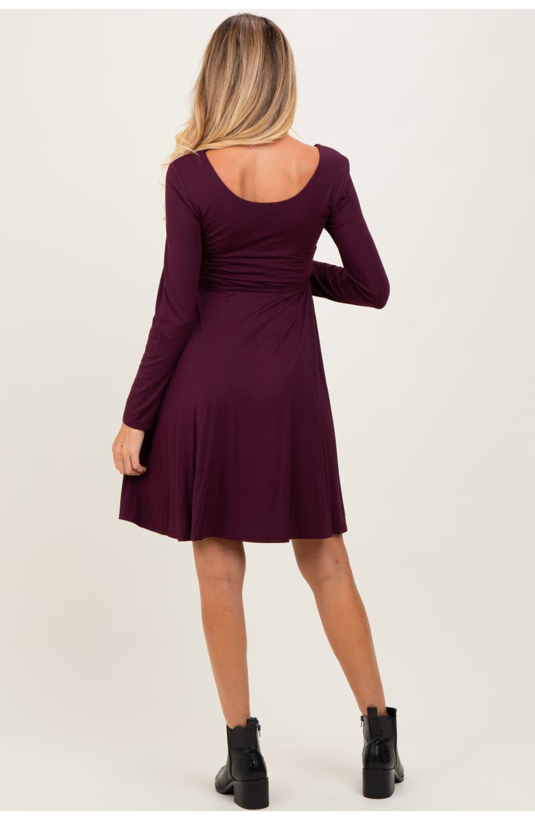 PinkBlush Scoop Neck Long Sleeve Waist Tie Dress, Alternate, color, Plum