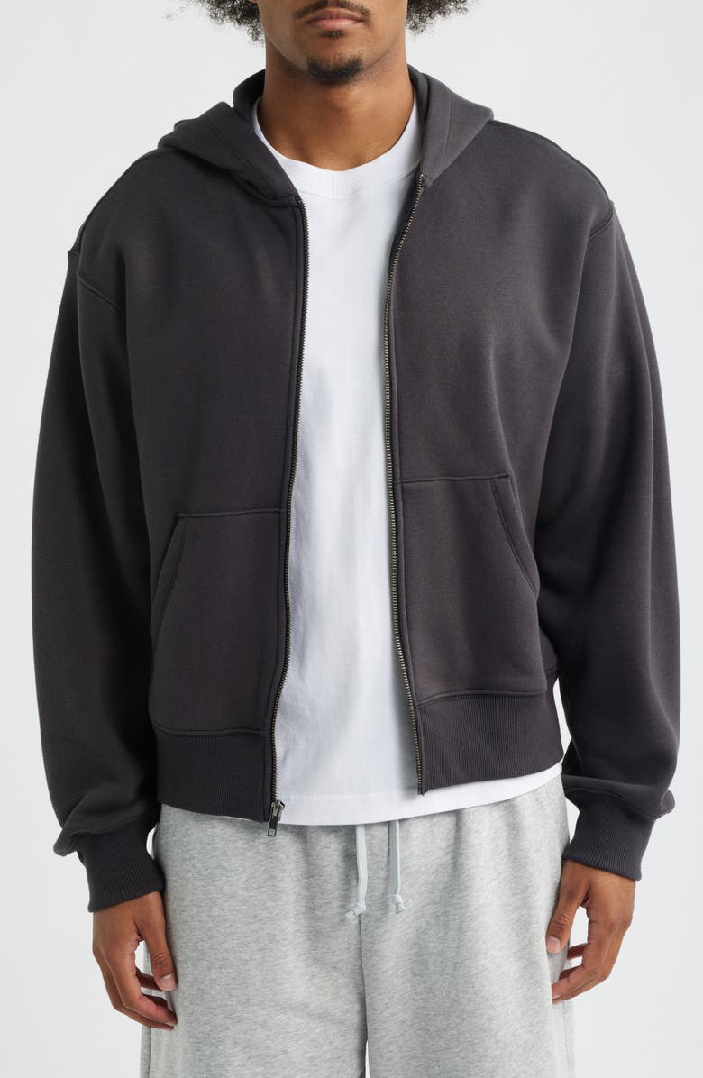 BP. Crop Fleece Zip Hoodie, Main, color, Black Faded