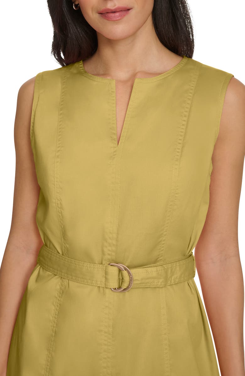 Calvin Klein Belted A-Line Dress, Alternate, color, Mustard