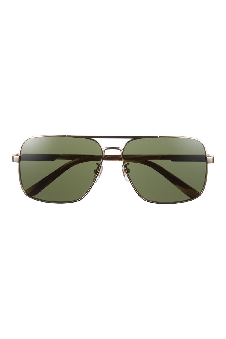 62mm Aviator Sunglasses, Main, color, GOLD HAVANA GREEN