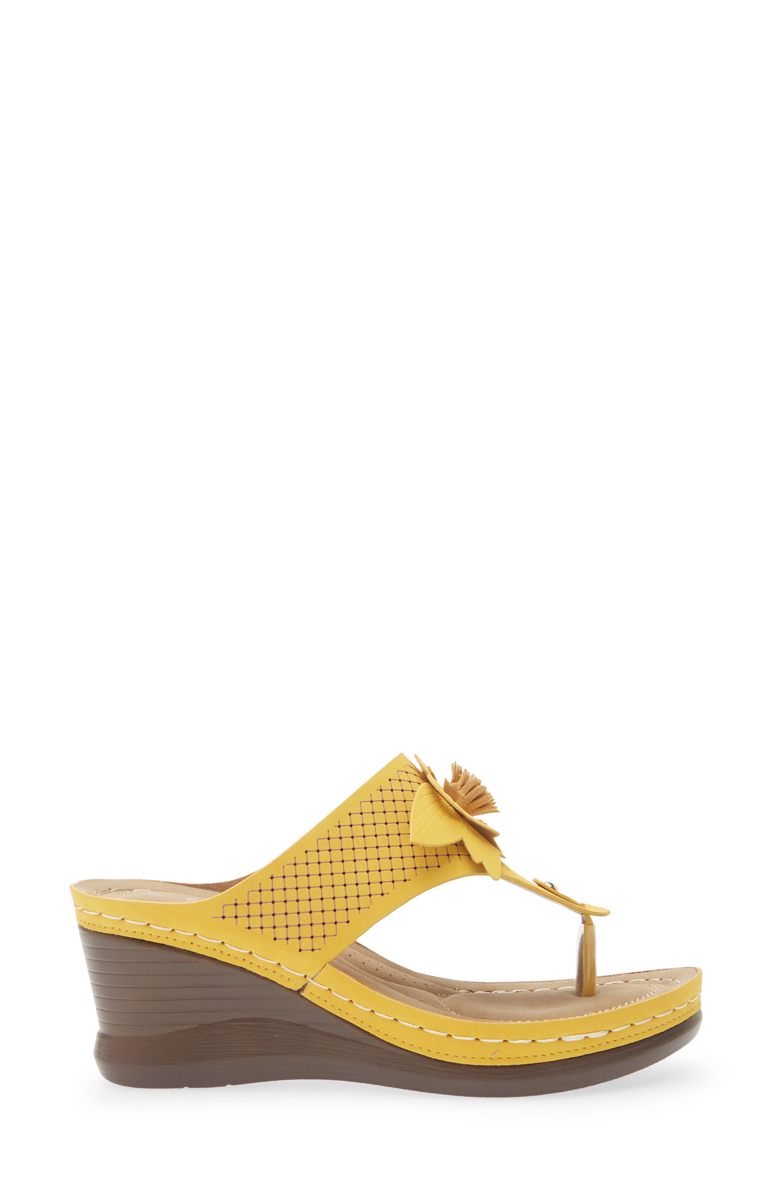 Yaz Floral Appliqué T-Strap Sandal, Alternate, color, YELLOW