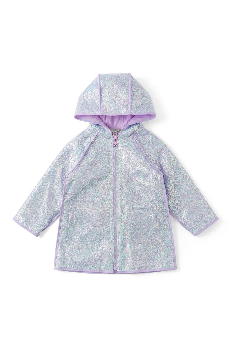 Kids' Kyla Sequin Hooded Rain Jacket, Main, color, VIOLET
