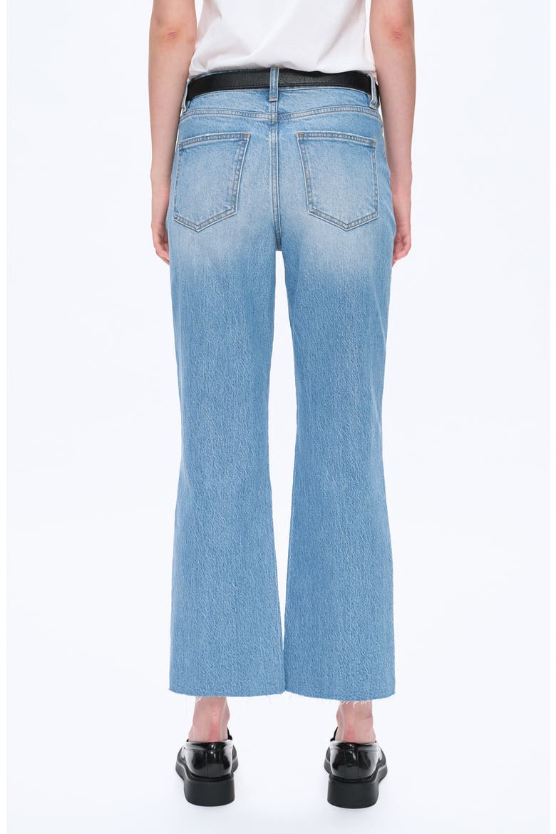 High Waist Relaxed Raw Hem Straight Leg Jeans, Alternate, color, MEDIUM BLUE