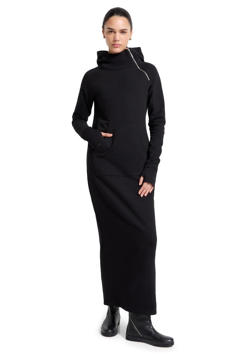Tompkins Long Sleeve Hoodie Maxi Dress, Alternate, color, BLACK