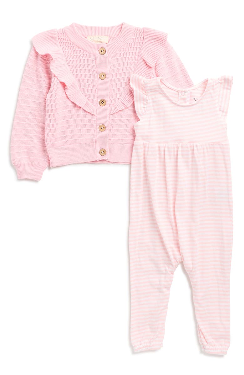 Jessica Simpson Kids' Ruffle Cardigan & Romper Set, Main, color, 