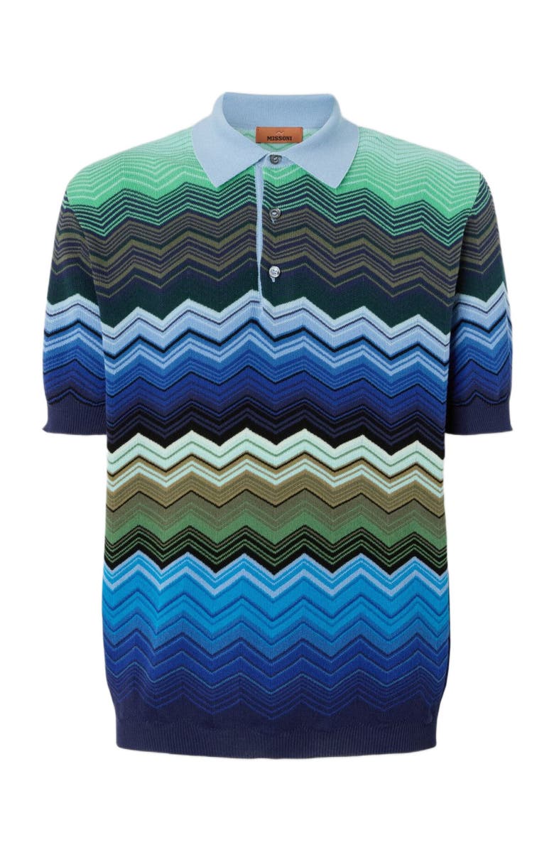 Missoni Zig Zag Cotton Knit Polo Shirt With Contrasting Piping, Alternate, color,