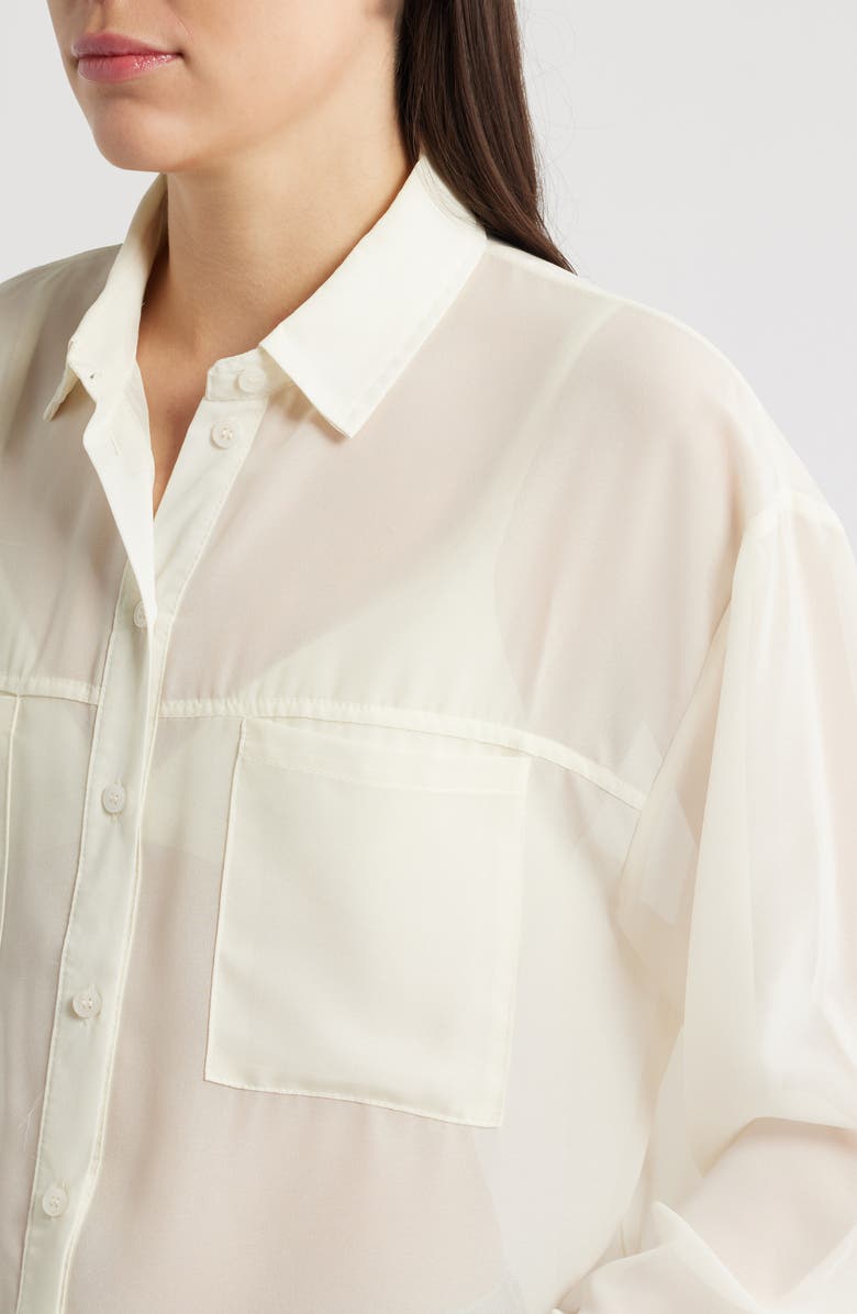 DELUC Grayson Sheer Shirt, Alternate, color, Ecru