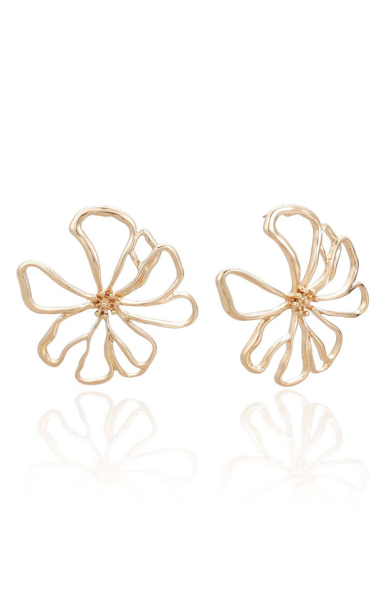 Ettika Blossom Drop Earrings, Main, color, Gold