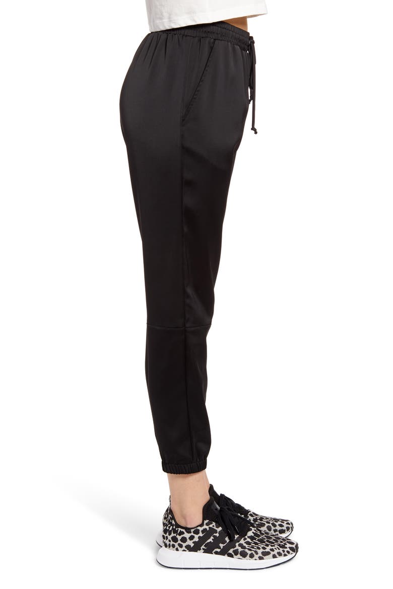 Stretch Satin Joggers, Alternate, color, BLACK