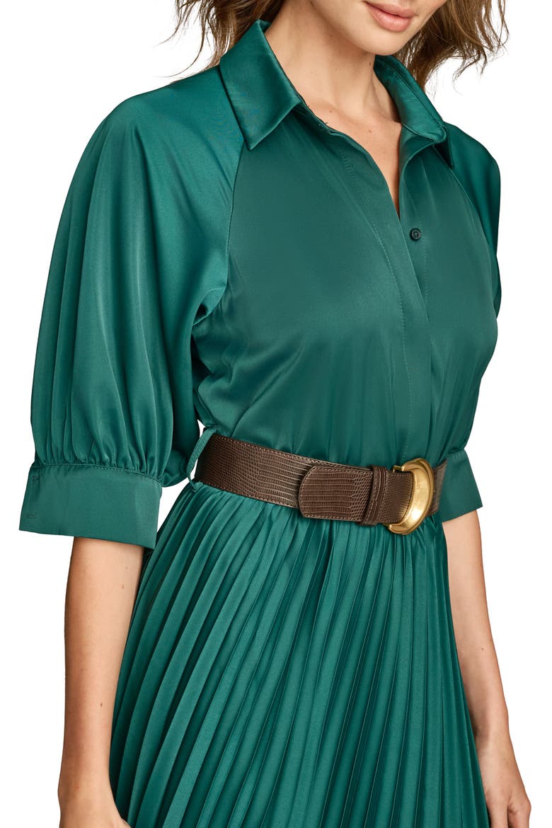 Pleated Midi Shirtdress, Alternate, color, SPRUCE