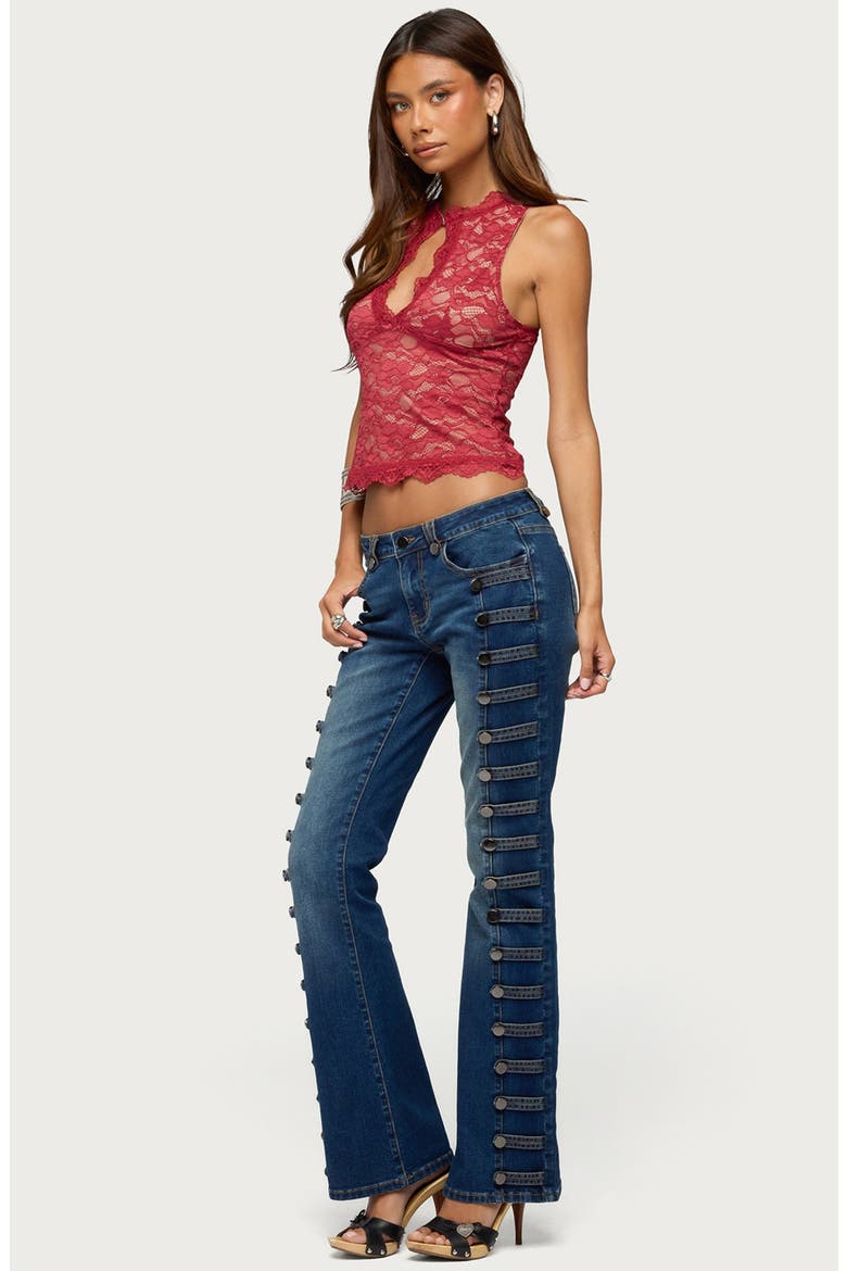 Button Loop Low Rise Bootcut Jeans, Alternate, color, BLUE-WASHED