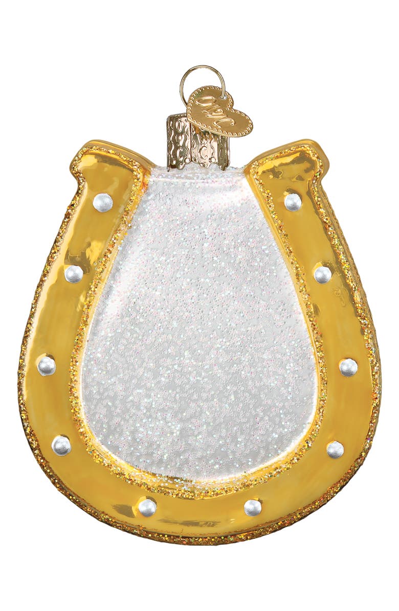 Old World Christmas Horseshoe Glass Ornament, Main, color, Gold Multi