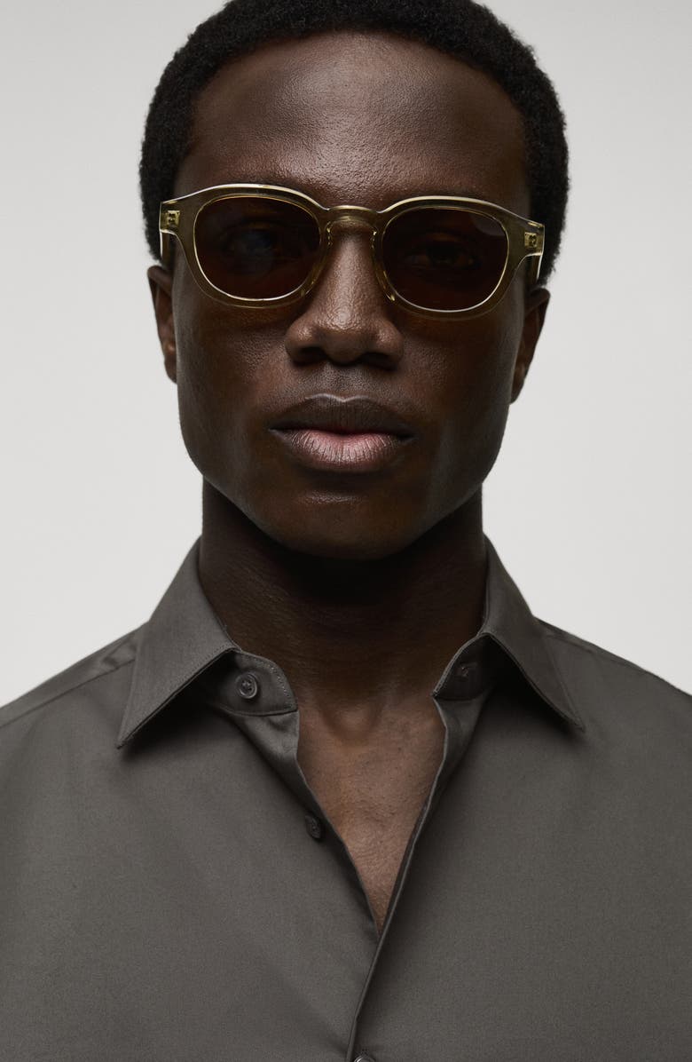 MANGO Regular Fit Stretch Poplin Button-Up Shirt, Alternate, color, Grey