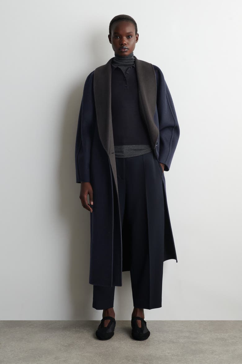 Wool-Blend Barrel-Leg Pants, Alternate, color, NAVY