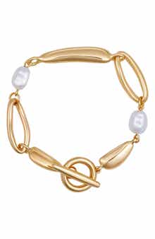Faux Pearl Nugget Toggle Bracelet