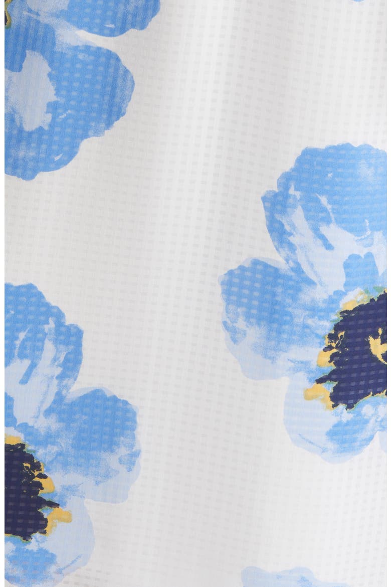 Floral Tie Belt Midi Dress, Alternate, color, BRIGHT WHITE/ SHORE BLUE
