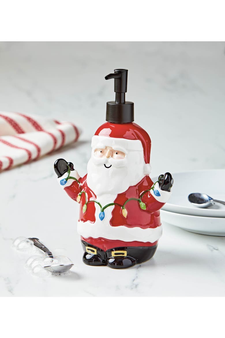 Red Santa Soap Pump Dispenser for Holiday Hand Washing, Alternate, color, Red