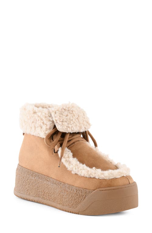 Bc Footwear Warm & Fuzzy Faux Shearling Platform Bootie In Brown