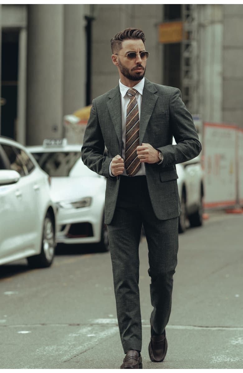 Elizabetta Velletri - Extra Long Silk Jacquard Tie for Men, Alternate, color, Oak