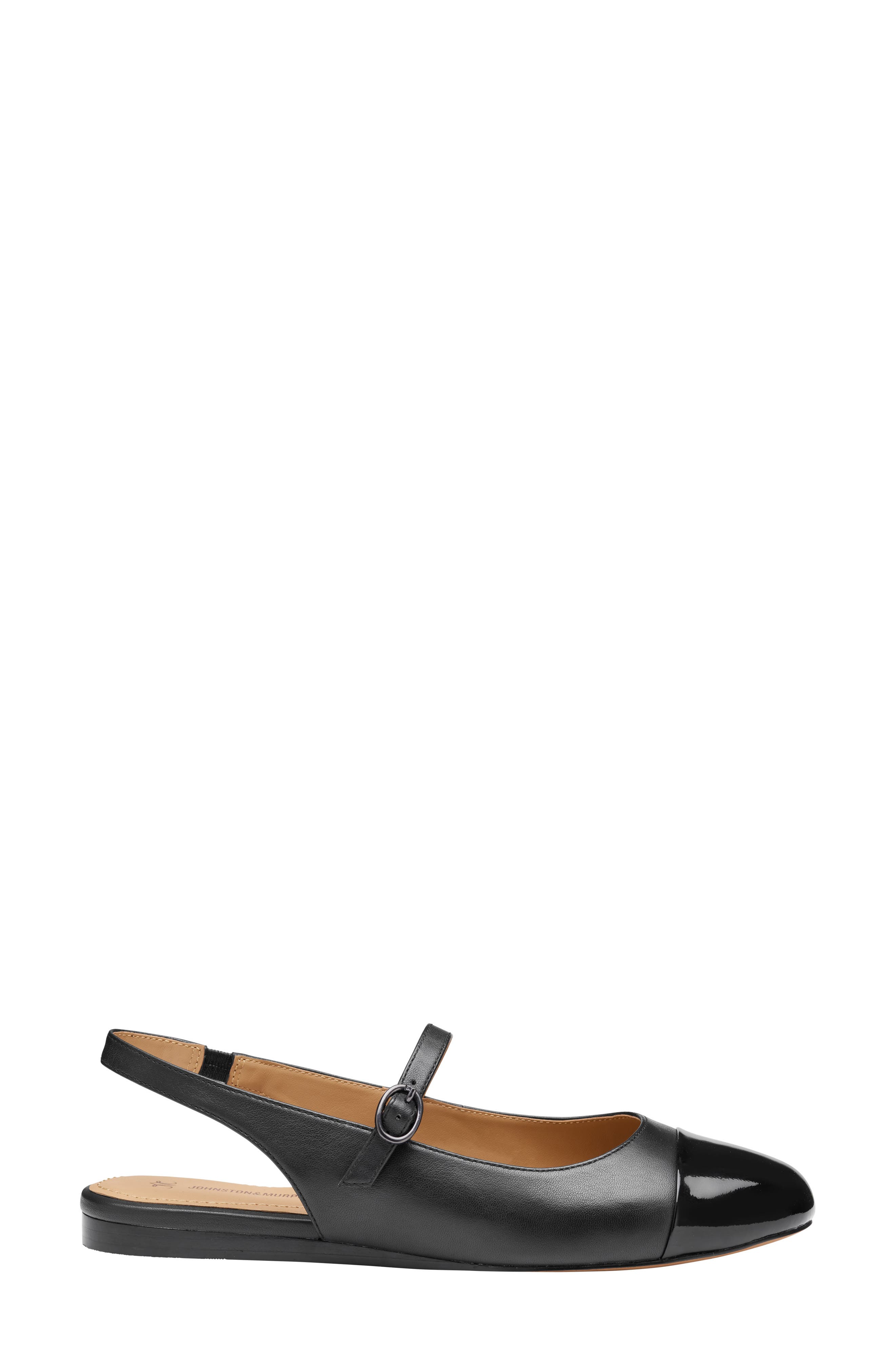 Johnston & Murphy Claire Mary Jane Slingback Flat, Alternate, color, Black Patent Leather