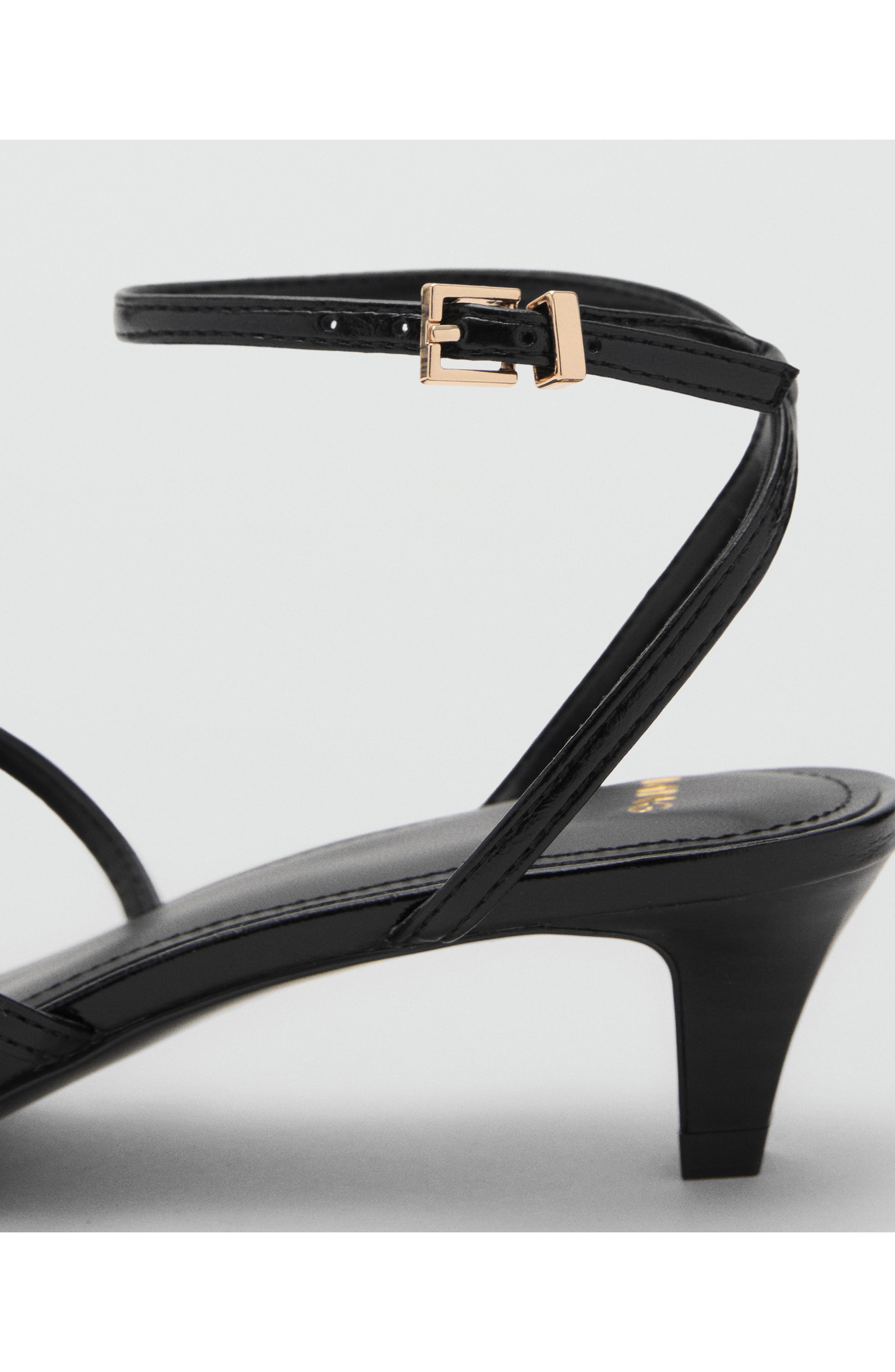 MANGO Strappy Kitten Heel Sandal, Alternate, color, Black