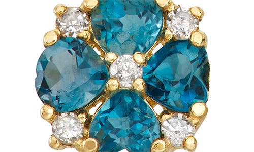 Fuzion Creations London Blue Topaz & Diamond Drop Hoop Earrings In Yellow