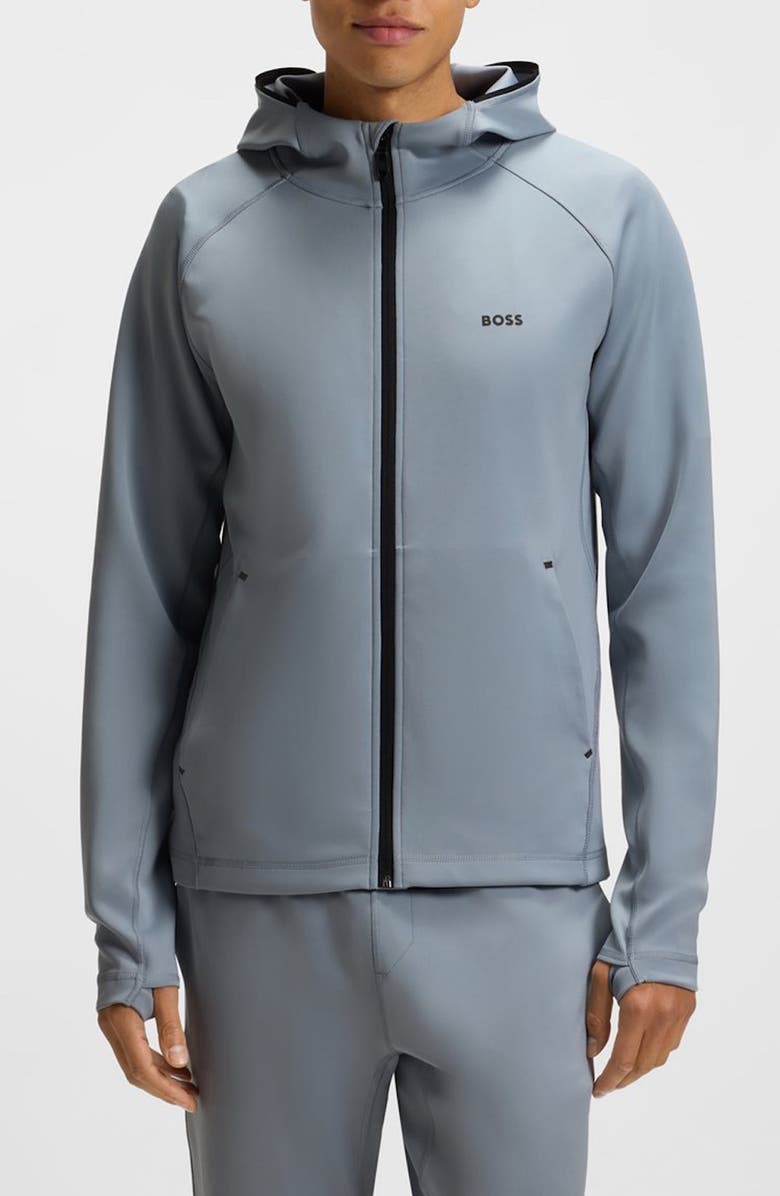 BOSS Sicon Active Full Zip Hoodie, Main, color, Dark Grey