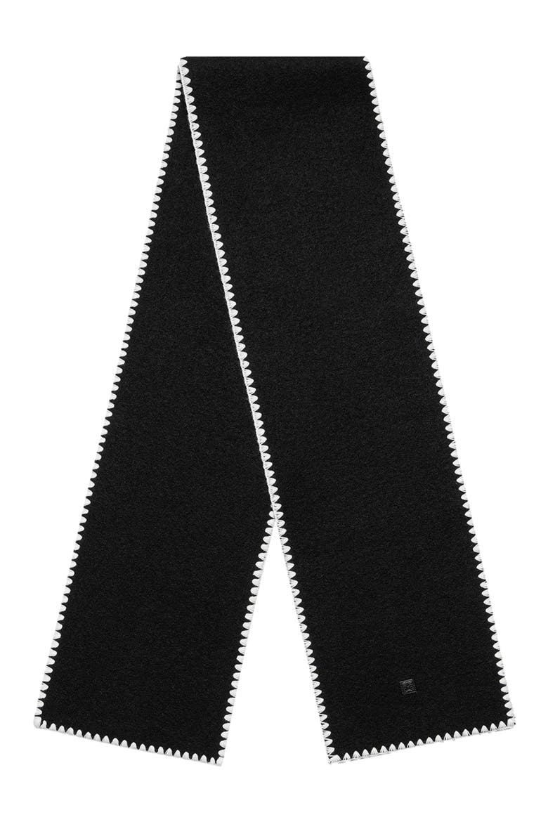 Aube Blanket Stitch Wool Scarf, Main, color, Black
