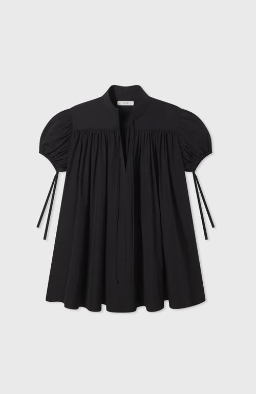 Shop Co Puff Sleeve Gathered Tunic Shirt In Black