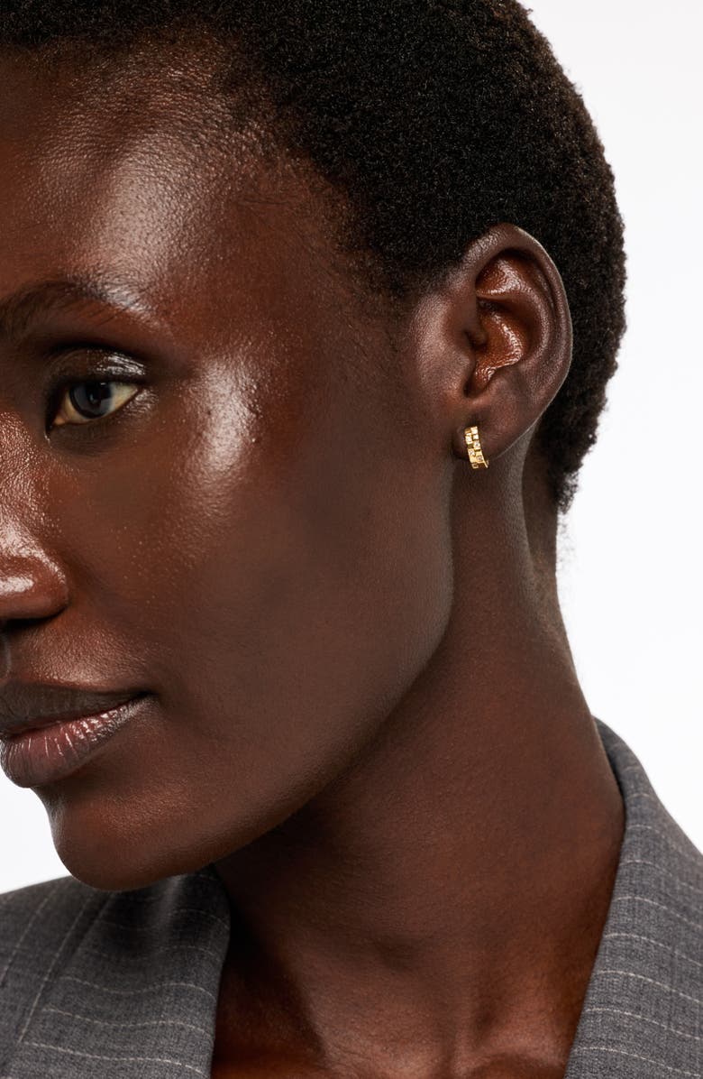 Ana Luisa Eden Cubic Zirconia Mini Huggie Hoop Earrings, Alternate, color, Gold / Clear