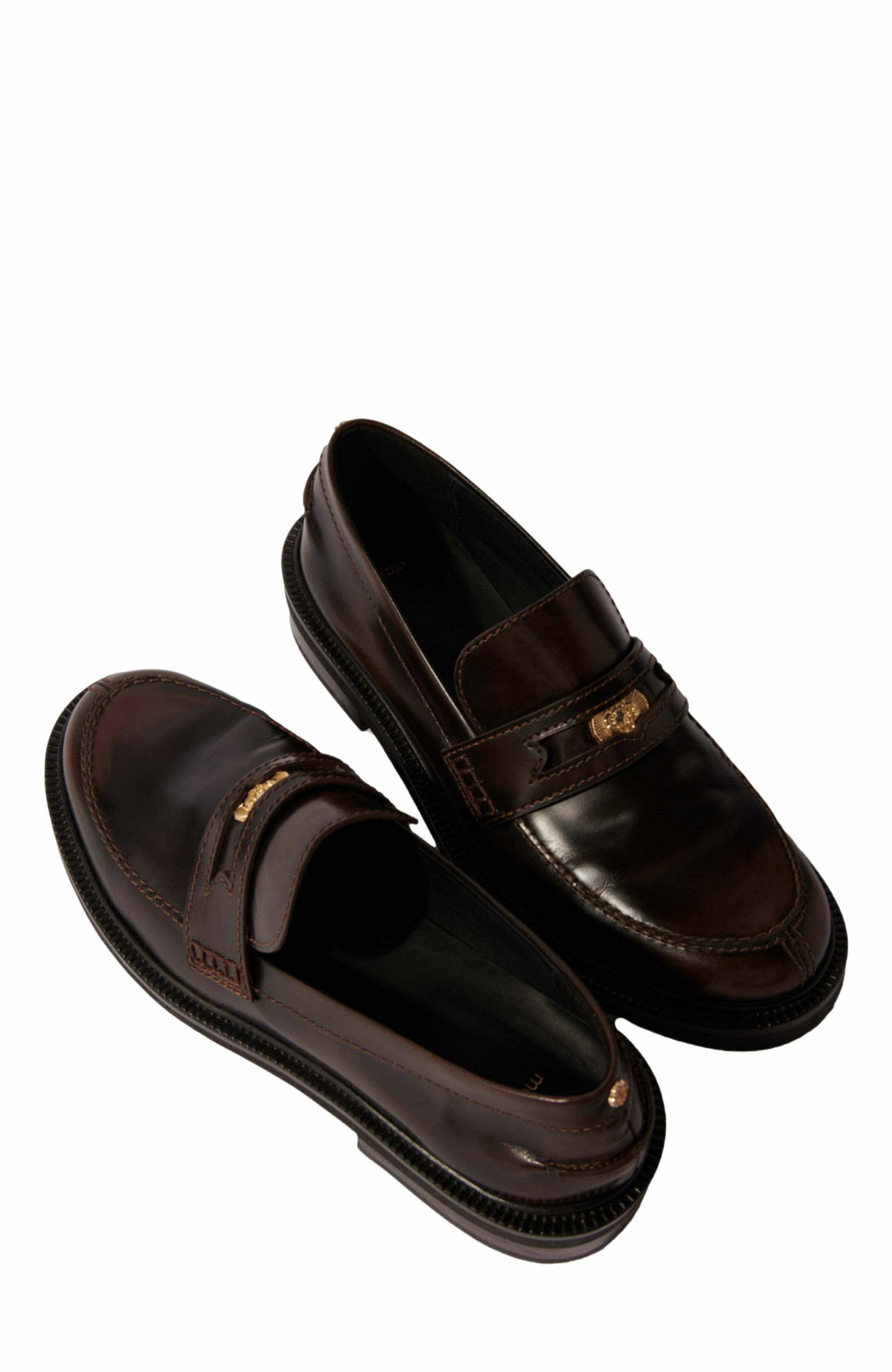 maje Brushed leather loafers, Alternate, color, 