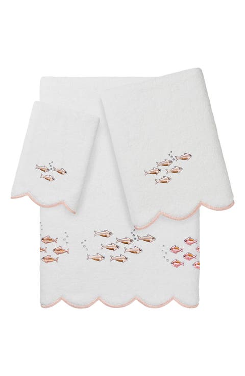 Fish School Scallop 3-Piece Hand Towel Set