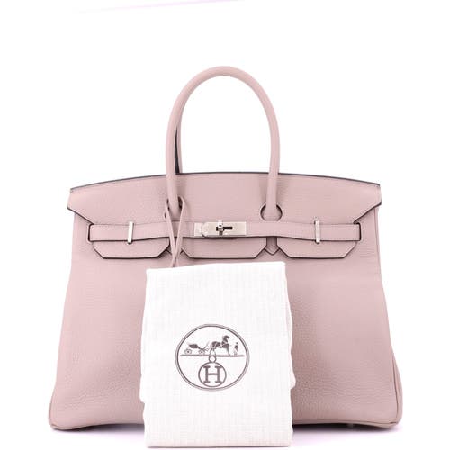 Pre-owned Hermes Hermes Birkin Handbag Purple Clemence With Palladium Hardware 35 In Pink