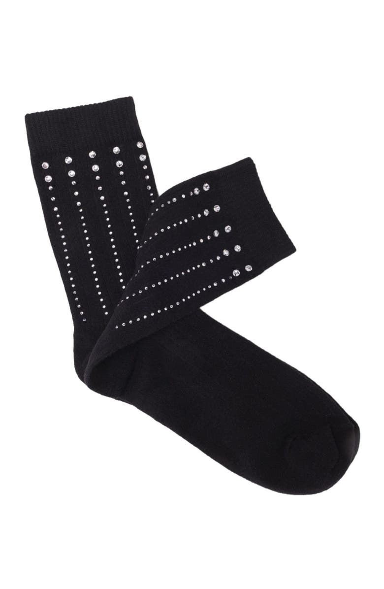 maje Rhinestone cotton socks, Alternate, color, Black