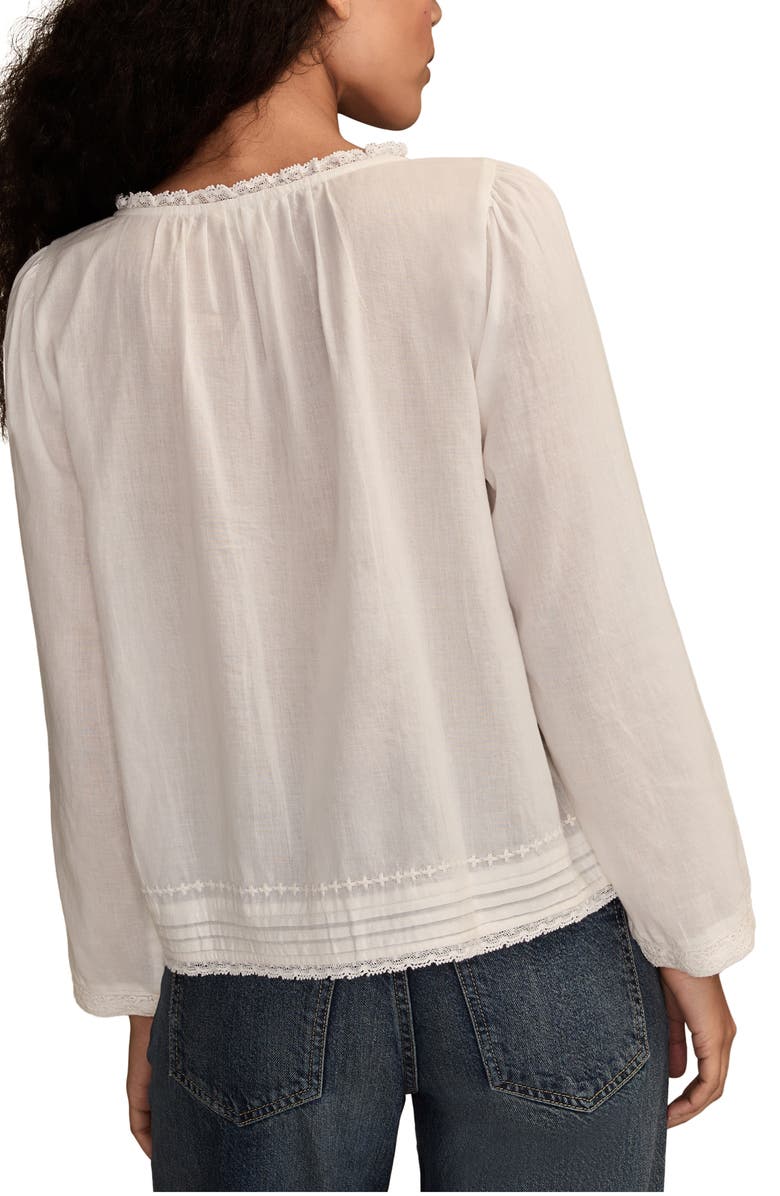 Lucky Brand Lace Trim Long Sleeve Swing Top, Alternate, color, Whisper White