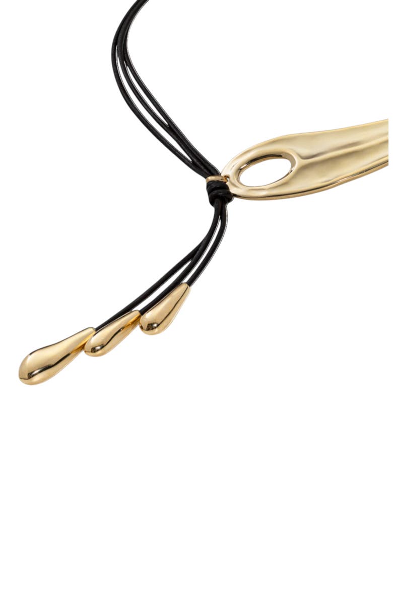 Fringed Leather Whip Necklace, Alternate, color, Gold