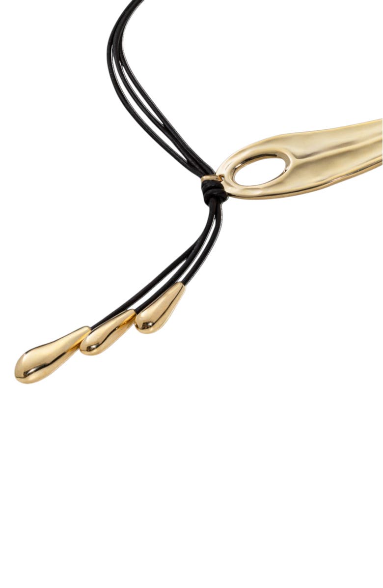 UNODE50 Fringed Leather Whip Necklace, Alternate, color, Gold