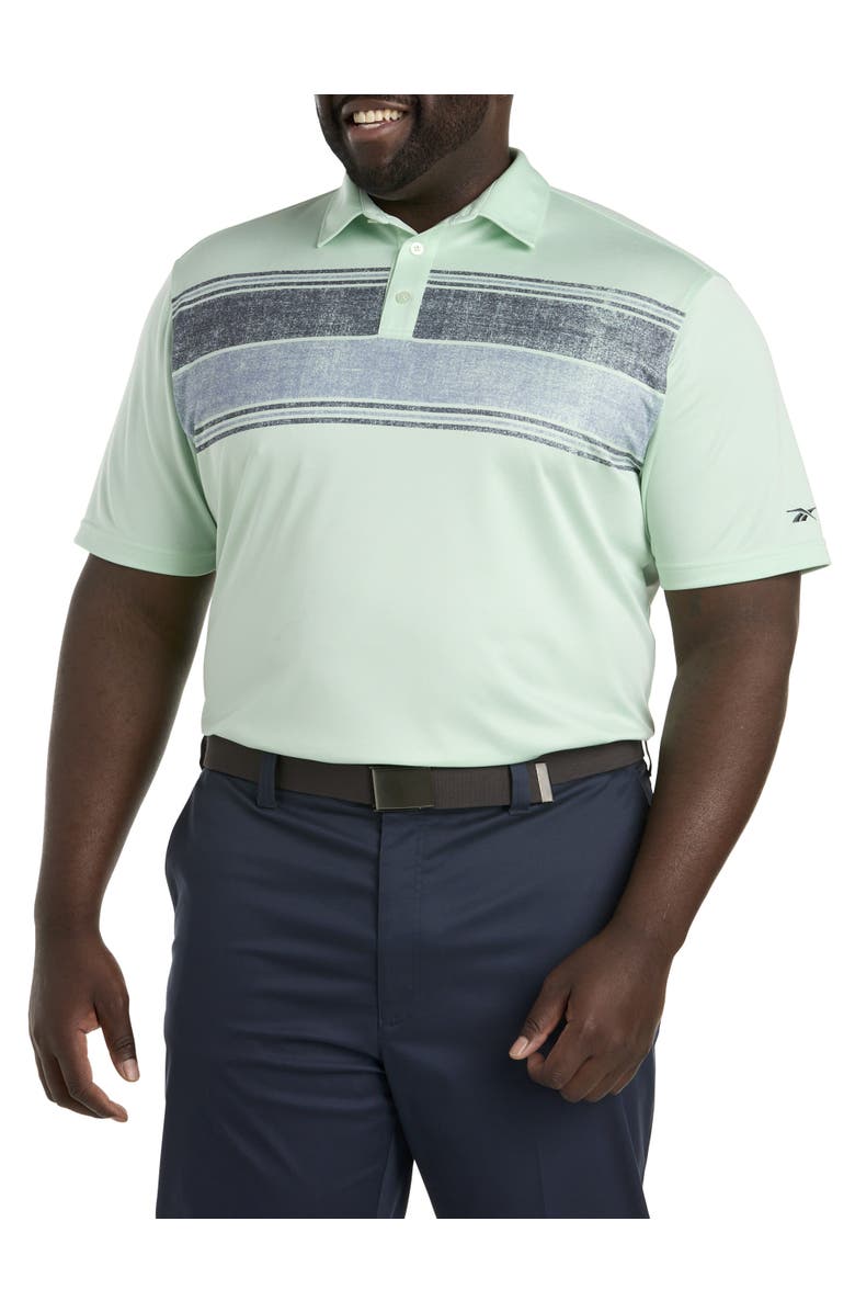 Reebok Big & Tall Performance Chest Striped Polo Shirt, Main, color, Aq Dst Ec Blu Vg Blu