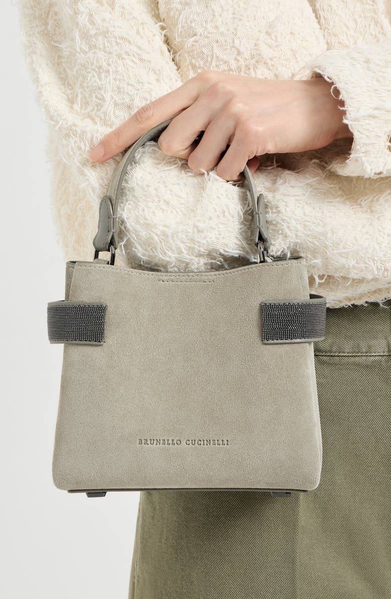 Brunello Cucinelli Small Top-Handle Essence bag, Alternate, color, Khaki