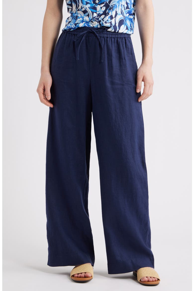 Two Palms Easy Linen Drawstring Pants, Main, color, COASTLINE