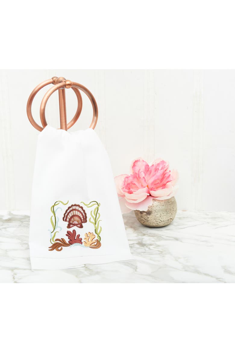 Scallop Shell Woven Kitchen Towel, Alternate, color, brown