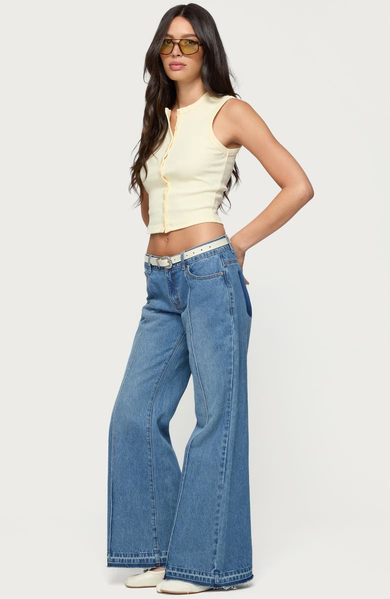 EDIKTED Nerissa Low Rise Flare Jeans, Alternate, color, Blue