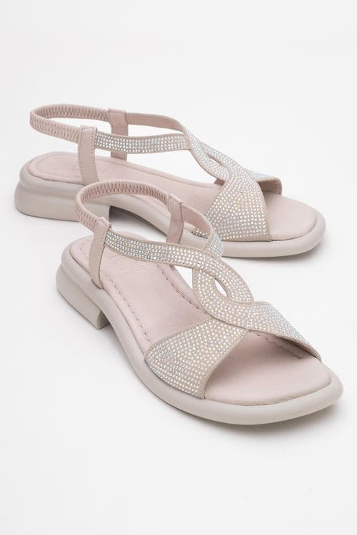 Forever & Always Shoes Sieglinde Embellished Leather Sandal In Neutral