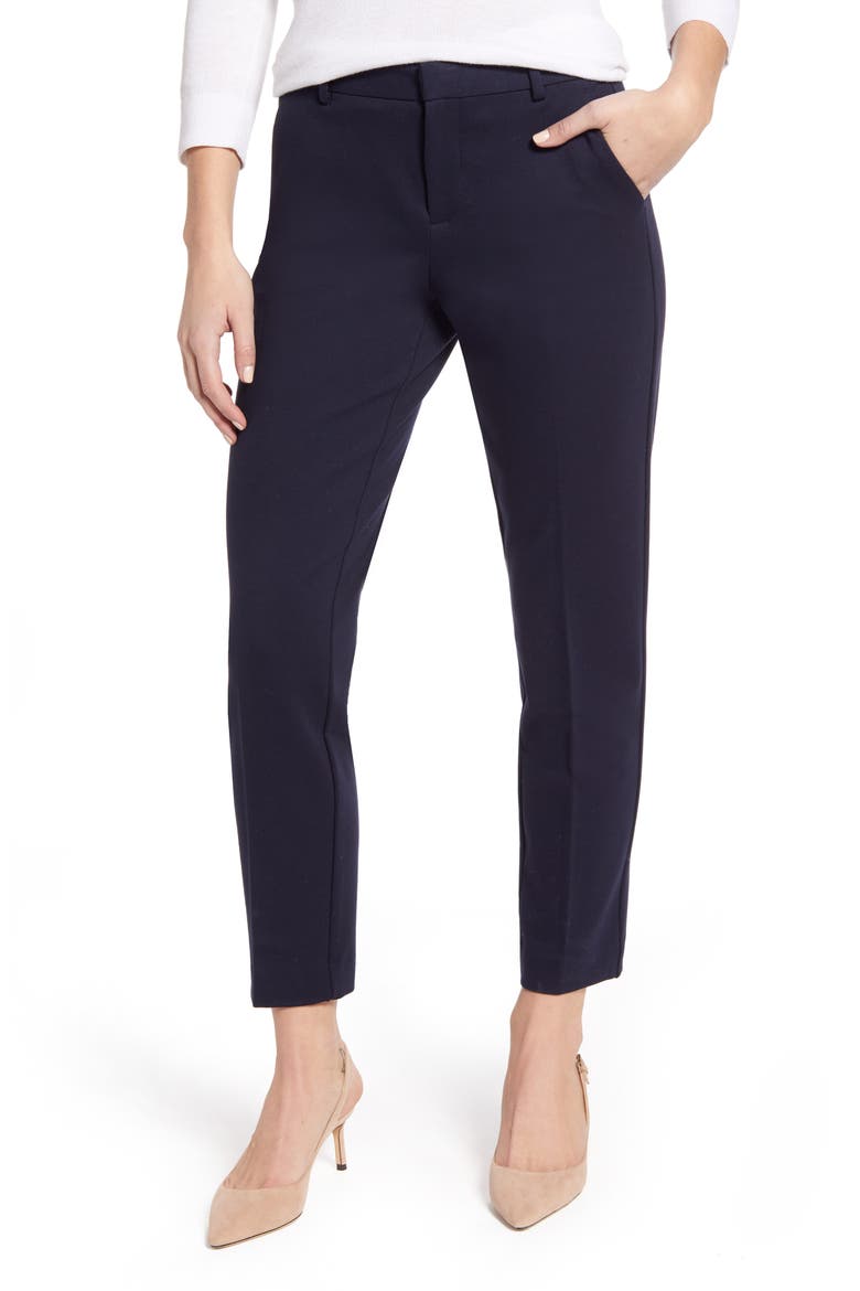 Slim Leg Tech Ponte Ankle Pants, Main, color, CLASSIC NAVY