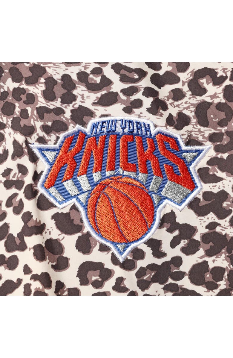 G-III SPORTS BY CARL BANKS Women's DKNY Sport Leopard New York Knicks Gabriella Windbreaker Half-Zip Hoodie, Alternate, color, Leopard