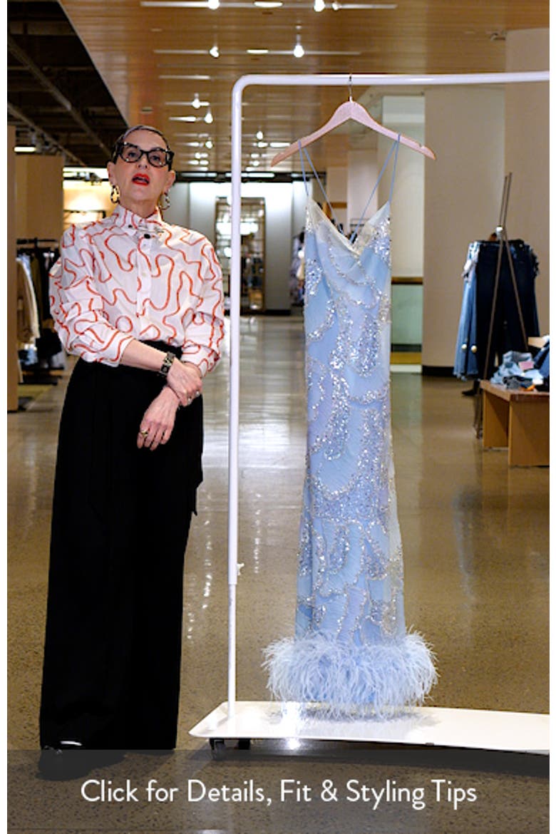 Shani Sequin Ostrich Feather Hem Gown video