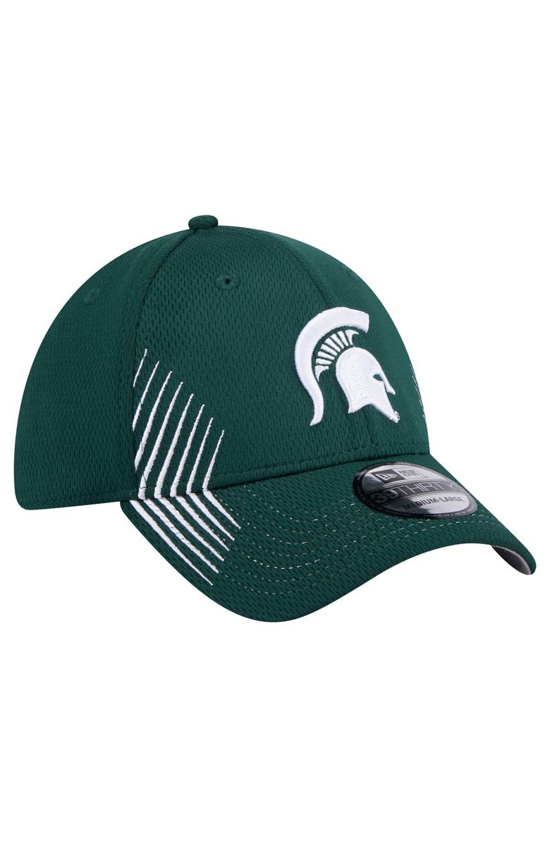 New Era Men's New Era Green Michigan State Spartans Active Slash Sides 39THIRTY Flex Hat, Alternate, color, Green