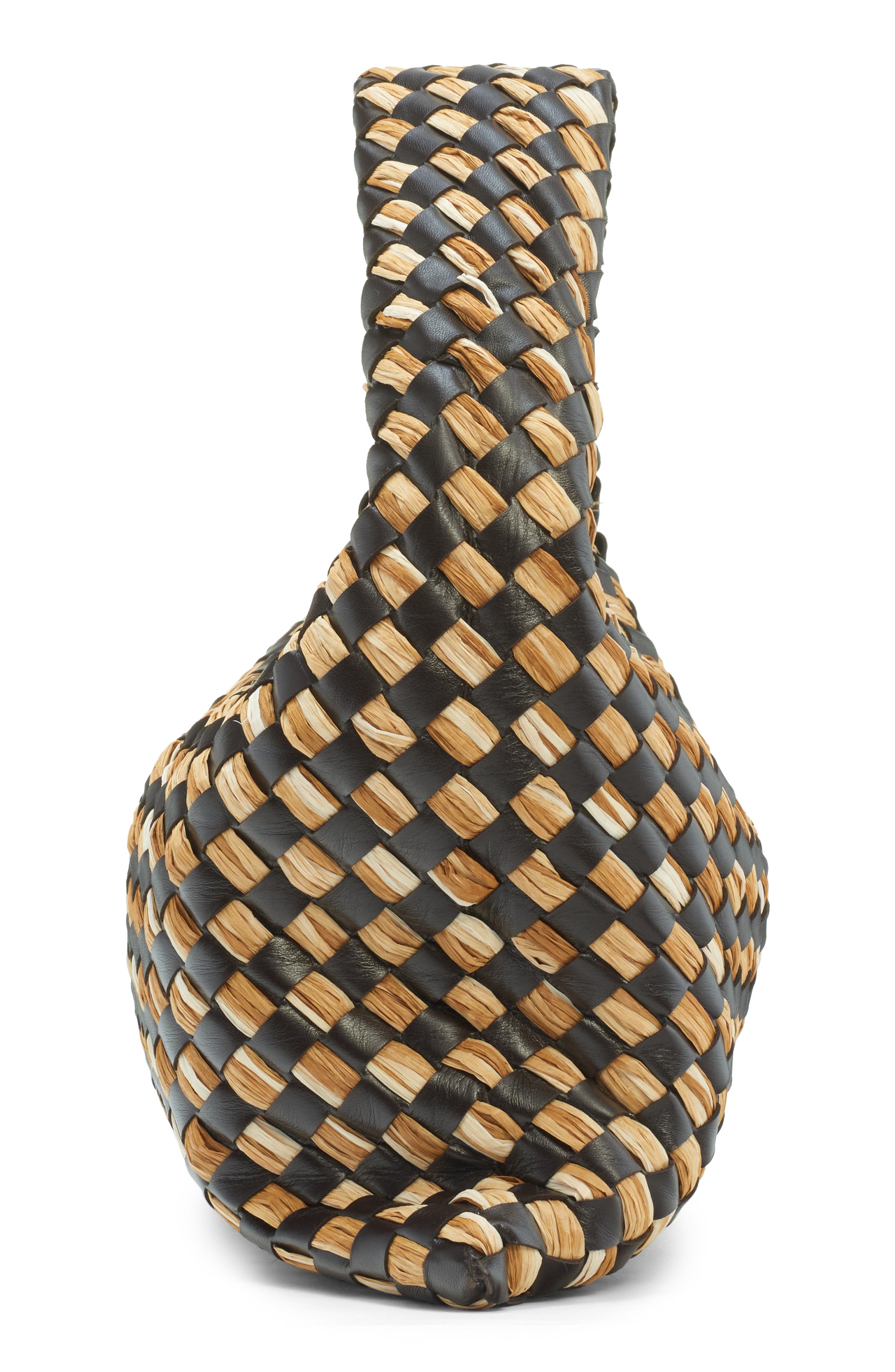 Bottega Veneta Small Hop Intrecciato Raffia & Leather Hobo Bag, Alternate, color, Fondant/ Natural