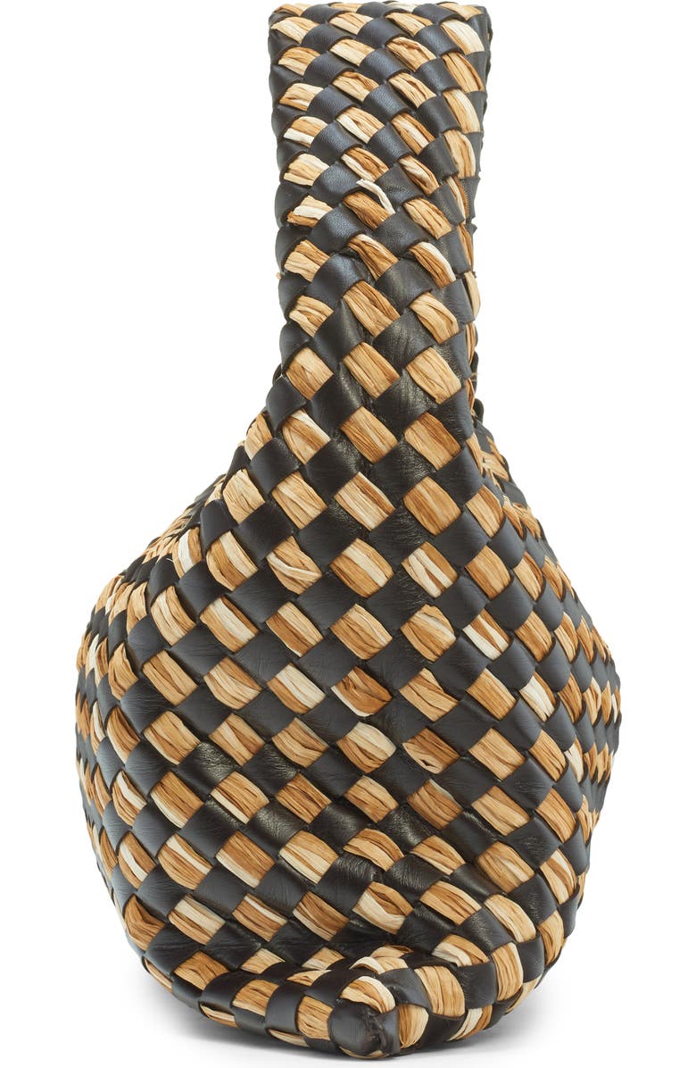 Bottega Veneta Small Hop Intrecciato Raffia & Leather Hobo Bag, Alternate, color, Fondant/ Natural